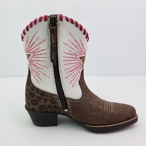 Ariat Wiggle Room Toddler Girls Size 9 Brown Pink Leather Western Cowboy Boots - Picture 4 of 12